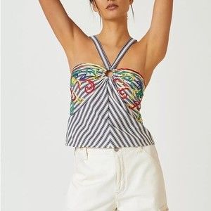 Anthropologie Avril Striped Halter NWT Size L